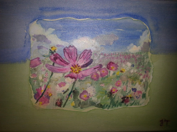 Jacsó Teodóra - Ablak a létezésre - akril, vászon 22 x 35 cm