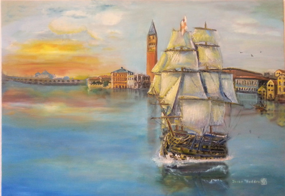 Jacsó Teodóra - Hajó - olaj, vászon, 70 x 100 cm