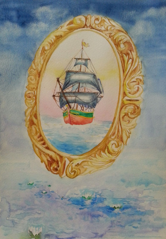 Jacsó Teodóra - Lelkem igaz tükre - akvarell 32 x 24 cm