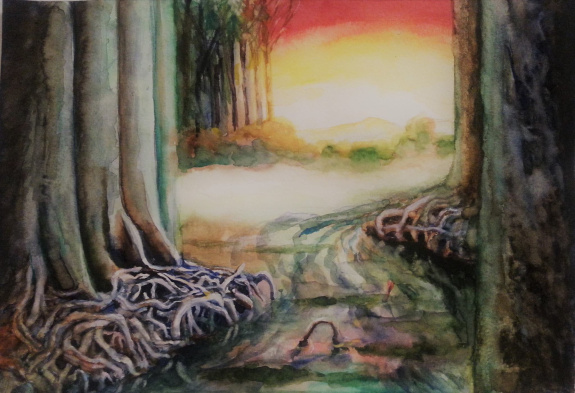 Jacsó Teodóra - A bánat mocsara - akvarell 24 x 32 cm