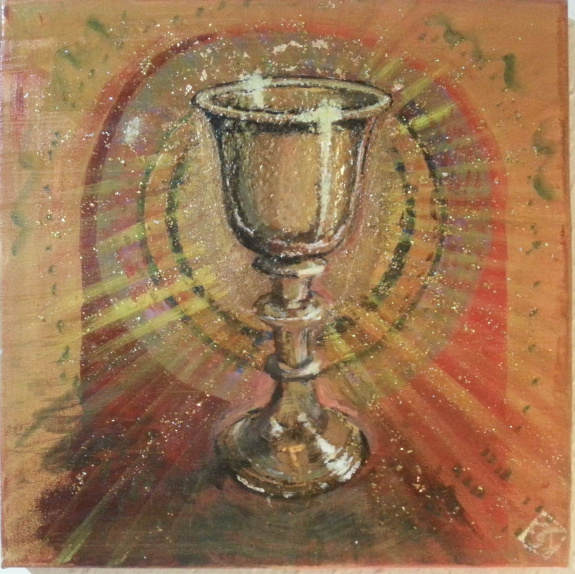 Jacsó Teodóra - Szent grál - akril, vászon 30 x 30 cm